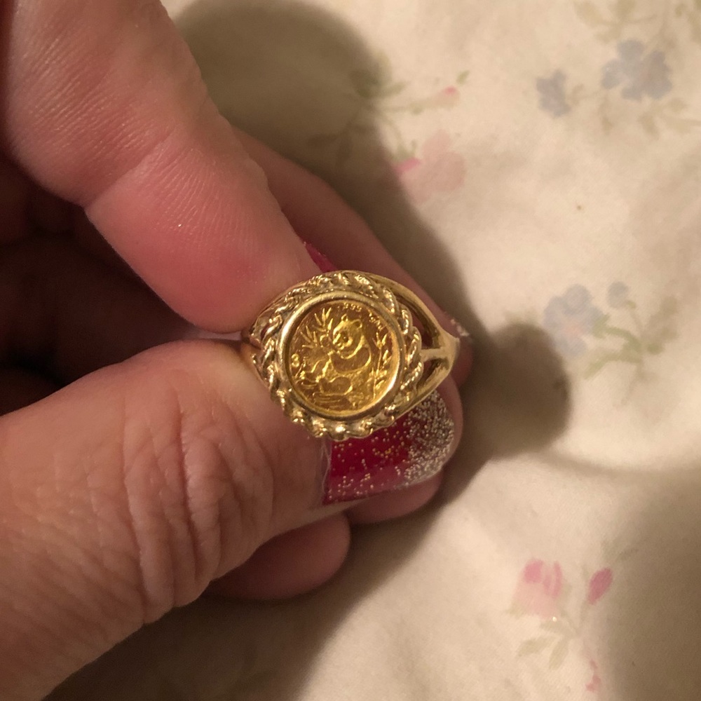 Vintage 1991 Panda coin ring